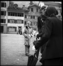 Prince Vittorio Emanuele of Savoy visits the voter's meeting in Glarus, 1949.