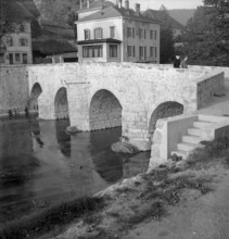 Val de Travers, Couvet, bridge over l' Areuse river; 1953.