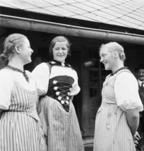 Young women wearing traditional costumes of Appenzell, 1940.