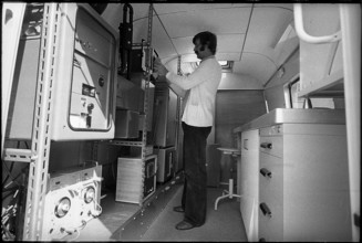 Monitoring car doing measurement of air pollution, 1973.
