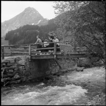 Girl scouts hiking in Adelboden, 1952.