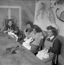 Hungarian women doing housework, Switzerland 1956.