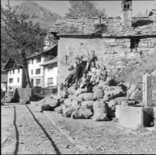 Children in the Walser village Bosco Gurin 1956.
