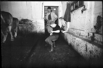 Boy in a barn in the Emmental, 1970.