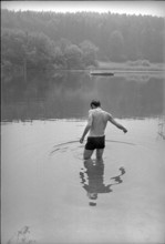 Bathing man in the 'Brauiweiher' near Agasul 1969.