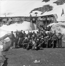 Miners after tunnel breakthrough at Lake Ritom 1958.