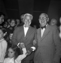Charles Chaplin and Grock at Circus Knie, 1953.