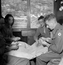 British Army Tommies on train back home 1945.