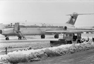 Zurich Kloten airport covered in snow, 1969.