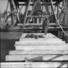 Moserdamm: demolition works, Schaffhausen 1961.