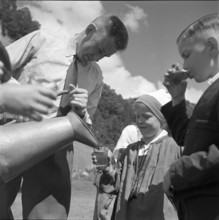 Drink on the alp Ravette, Doubs 1952.