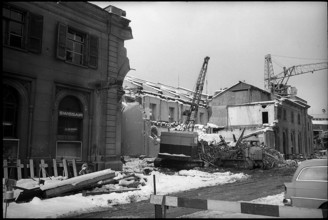 Demolition of the old Train Station Bern, 1968.