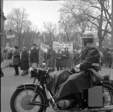 Protest against war in Vietnam; Poiceman, motorcycle; 1967.