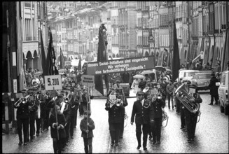 Brass band at May Day demonstration in Berne 1970.