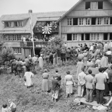Children's village Pestalozzi: renaming of Basler House to Les Cigognes, 1953.