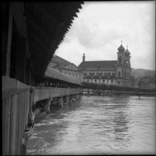 Kapellbrucke and Jesuitenkirche, Lucerne 1953.