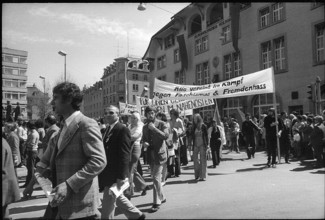 May Day demonstration at Helvetiaplatz in Zurich 1973.