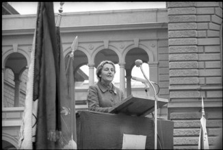 Leni Grob speaking at May Day rallies in Berne 1971.