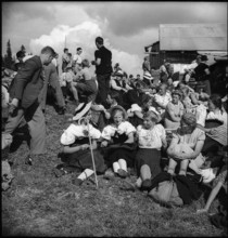 Young farmers at mountain festival in Switzerland, 1940.