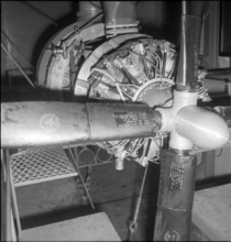 Engine test stand of Swissair, aircraft engine 1951.