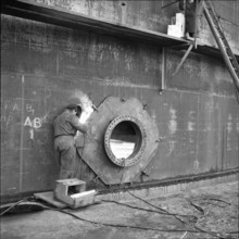 Collombey, refinery under construction; 1961.