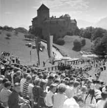 Schoolchildren at the 60th birthday party of Prince Franz Josef II of Liechtenstein, 1966.