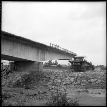 Bridge over the Rhine under construction; 1956.