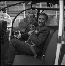 Emperor Haile Selassie with little dog in the Valais, 1965.