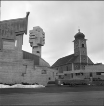 Old and new church Breitenbach 1966.