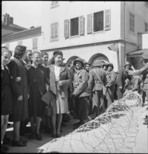 Swiss border in Chiasso, end of war, 1945.
