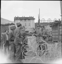 Swiss border in Chiasso, end of war, 1945.