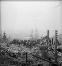 WW 2: bomb airdrop, dropping in Zurich, 1945.