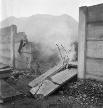 WW 2: projectile impacts in Rhine port, Basel 1944.