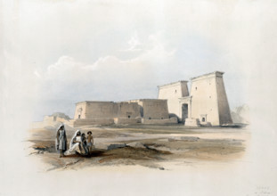 Bedouins in front of the fort of Dakke