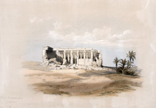 Historical view of the Temple of Maharraka in Wady Maharraka around 1850