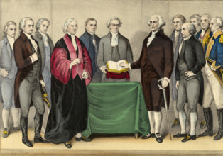 The inauguration of Washington as the first President of the United States