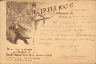 Anti-Semitism postcard German jug in Chemnitz around 1900