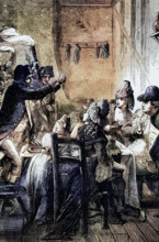 The arrest of King Louis XVI and his family on 3 December 1791 in Varennes in the Meuse department