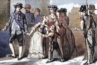 The French royal family in the Temple in 1792. The Temple was a medieval fortress in Paris and was