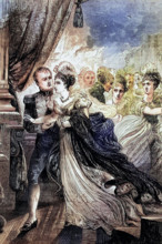 Emperor Bonaparte and Empress Marie Louise flee from a fire during a ball hosted by the Austrian