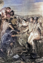 English and Spanish troops divide the spoils after the Battle of Vitoria (June 21. 1813). when an