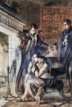 Napoleon Bonaparte at Fountainbleau before his abdication after the Treaty of Fontainebleau and his