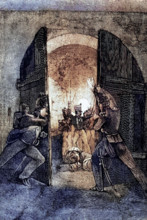 An attack on Chateau D'hougoumon. a large farmhouse at the foot of a steep slope near the Nivelles