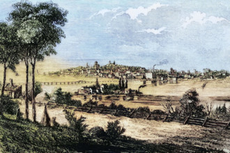 View of Kingston in 1829. a Canadian city in eastern Ontario. where the Saint Lawrence River flows