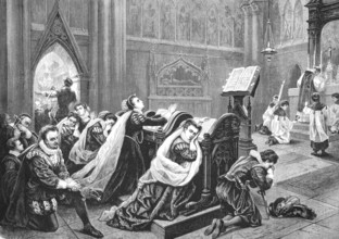 Mary Stuart at her first mass after her return to Scotland.