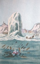 Detonation of a shipwreck by dynamite.