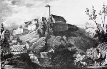Veldenstein Castle near Neuhaus an der Pegnitz in the Middle Ages.