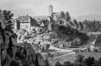Medieval view of Aufsess Castle.
