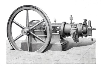 Horizontal petroleum engine.