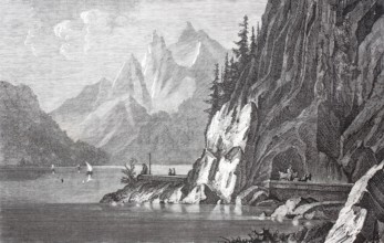 The rock road on Lake Traunsee from Gmunden to Ebensee.